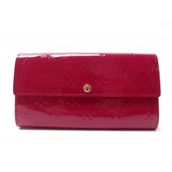 NEUF PORTEFEUILLE LOUIS VUITTON SARAH EN CUIR MONOGRAM VERNI FUSHIA WALLET 595€