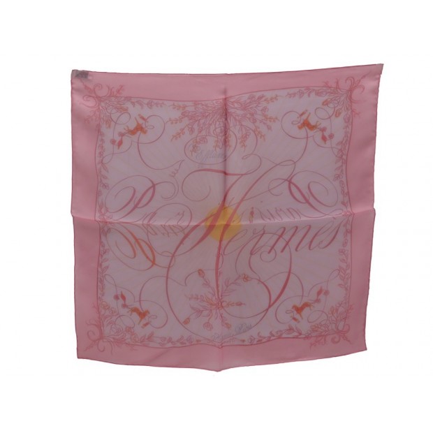 FOULARD HERMES EFFLUVES GAVROCHE ZOE PAUWELS MOUSSELINE DE SOIE ROSE SCARF 170€