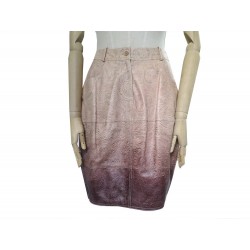 NEUF JUPE CHRISTIAN DIOR 34 S EN CUIR BEIGE GRAVE ENGRAVED LEATHER SKIRT 4000€