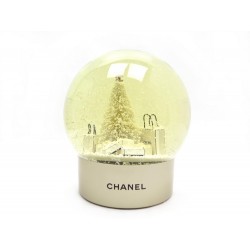 NEUF GRANDE BOULE A NEIGE CHANEL A PILE SAPIN DE NOEL ET SACS SHOPPING SNOW BALL