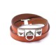 BRACELET HERMES RIVALE DOUBLE TOUR T16 S CUIR SWIFT ORANGE BOUCLE PALLADIE 475€