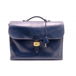 VINTAGE SAC A DEPECHES HERMES 1959 CUIR BOX BLEU PORTE DOCUMENTS BRIEFCASE 5400€