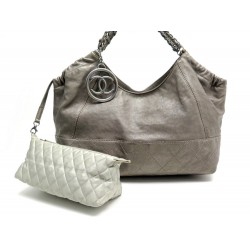 SAC A MAIN CHANEL COCO CABAS EN CUIR TAUPE + POCHETTE POUCH & HAND BAG 3500€