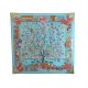 FOULARD HERMES FANTAISIES INDIENNES LOIC DUBIGEON EN SOIE TURQUOISE + BOITE 370€