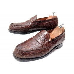 CHAUSSURES JM WESTON 180 MOCASSINS 6D 40 EN CUIR CROCODILE MARRON LOAFERS 3685€