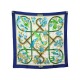 FOULARD HERMES CARAIBES SOIE BLEU 