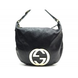 SAC A MAIN GUCCI BLONDIE 130771 EN CUIR GRAINE NOIR BLACK LEATHER HOBO BAG 1345€