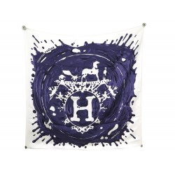 FOULARD HERMES PEINTURE FRAICHE SOIE BLEU 