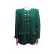 NEUF VESTE CHANEL BOUTONS LOGO CC T44 L EN TWEED DE LAINE VERT WOOL JACKET 4200€