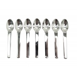 NEUF LOT 7 CUILLERES A CAFE MOKA HERMES CHARNIERE EN METAL ARGENTE NEW SPOONS