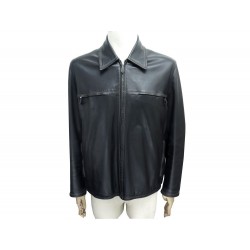 BLOUSON HERMES HOMME 52 L EN CUIR DAGNEAU NOIR VESTE BIKER COAT JACKET 5000