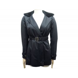 VESTE COURTE PAULE KA 36 S EN COTON NOIR COL FOURRURE RAGONDIN BLACK JACKET 550€