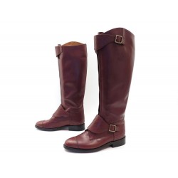 BOTTES CHANEL 42 CUIR MATELASSE MARRON 