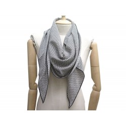 FOULARD HERMES LOSANGE GRAND MODELE EN SOIE BLANC ET NOIR WHITE SILK SCARF 490€