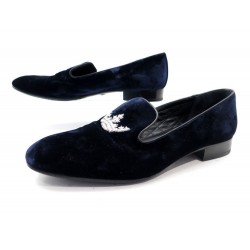 CHAUSSURES CHURCH'S MOCASSINS SLIPPERS 38.5 IT 39.5 FR VELOURS BLEU SHOES 