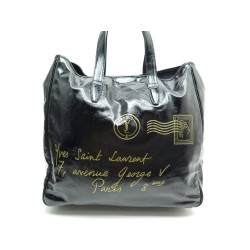 NEUF SAC A MAIN YVES SAINT LAURENT RASPAIL 188651 CUIR VERNI NOIR HAND BAG 1670€