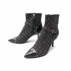 NEUF CHAUSSURES LOUIS VUITTON MONOGRAM IDYLLE MINI LIN 35 BOTTINES BOOTS 900€