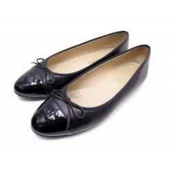 BALLERINCE CHANEL CUIR NOIR IRISE 