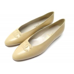 NEUF CHAUSSURES CHANEL CUIR BEIGE 