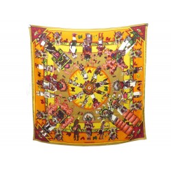 NEUF FOULARD HERMES KACHINAS CARRE GEANT 140 OLIVIER EN SOIE + BOITE SCARF 735€