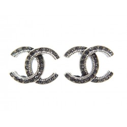 BOUCLE OREILLE CHANEL LOGO CC PETIT STRASS 