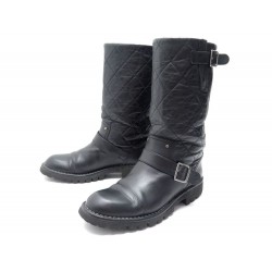 BOTTES CHANEL MOTARDES CUIR MATELASSE 