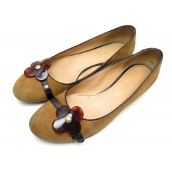 CHAUSSURES LOUIS VUITTON FLEUR BALLERINES 37 DAIM MARRON BALLET FLAT SHOES