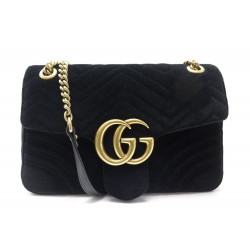 NEUF SAC A MAIN GUCCI GG MARMONT MM 443496 BANDOULIERE EN VELOURS NOIR BAG 1980€