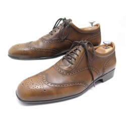 CHAUSSURES JM WESTON RICHELIEU 607 10E 44 LARGE CUIR MARRON 