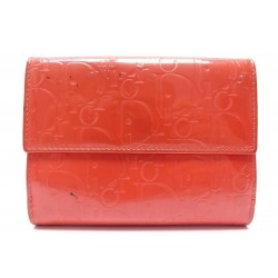 PORTEFEUILLE CHRISTIAN DIOR PORTE MONNAIE CUIR MONOGRAMME CORAIL LEATHER WALLET