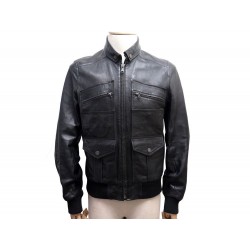 NEUF VESTE DOLCE & GABBANA BLOUSON 50 IT 48 FR M CUIR NOIR LEATHER JACKET 1850€