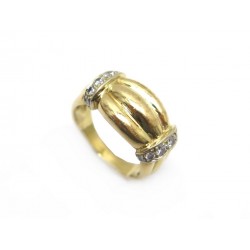 BAGUE TAILLE 52 EN OR JAUNE 18K ET 12 DIAMANTS 0.24 CARAT 9GR YELLOW GOLD RING