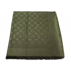 NEUF CHALE LOUIS VUITTON MONOGRAM M75698 SOIE ET LAINE VERT SILK WOOL SHAWL 400€