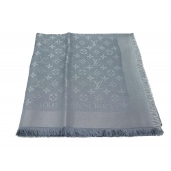 NEUF CHALE LOUIS VUITTON MONOGRAM SHINE M75120 SOIE & LAINE GRIS SILK SHAWL 460€