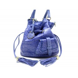 NEUF SAC A MAIN LANCEL PREMIER FLIRT MM CUIR FACON CROCO BLEU NEW HAND BAG 695€