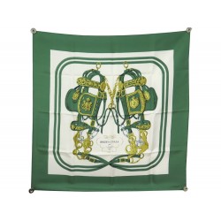 NEUF FOULARD HERMES BRIDES DE GALA SOIE VERT 