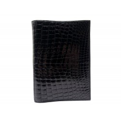 NEUF PORTEFEUILLE HERMES EN CUIR CROCODILE POROSUS NOIR + BOITE NEW WALLET 4200€