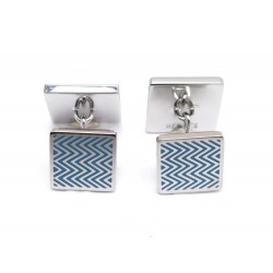 NEUF BOUTONS DE MANCHETTE HERMES CHEVRONS EN METAL ARGENTE NEW CUFFLINKS 395€