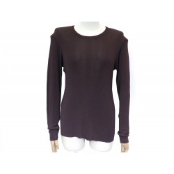 NEUF PULL YVES SAINT LAURENT T44 L EN COTON MARRON NEW BROWN COTTON SWEATER 850€