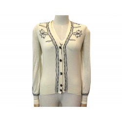 TWIN SET YVES SAINT LAURENT GILET ET DEBARDEUR BRODE T36 S EN LAINE BEIGE 1500€