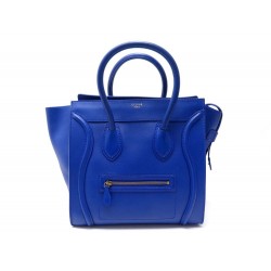 SAC A MAIN CELINE LUGGAGE MINI EN CUIR BLEU BLUE LEATHER HANDBAG PURSE 2400€