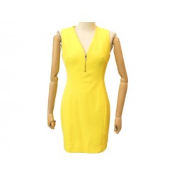 NEUF ROBE COURTE VERSACE G34492 M 38 EN VISCOSE JAUNE NEW YELLOW DRESS 1280€