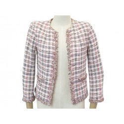 VESTE CHANEL P21018 M 40 38 EN TWEED DE COTON LAINE ROSE COTTON JACKET 4200€