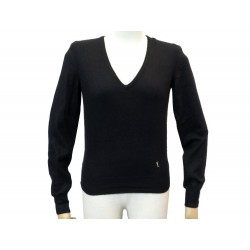 NEUF PULL YVES SAINT LAURENT COL V S 36 CACHEMIRE NOIR CASHMERE SWEATER 890€