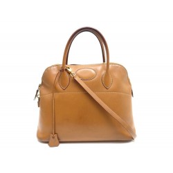 VINTAGE SAC A MAIN HERMES BOLIDE CUIR GOLD NATUREL + BANDOULIERE 