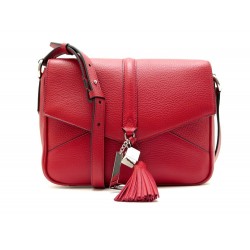 NEUF SAC A MAIN LANCEL NINE PM A07885 BANDOULIERE CUIR GRAINE ROUGE HANDBAG 495€