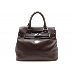 SAC A MAIN MAC DOUGLAS PYLA 35 CM EN CUIR GRAINE MARRON LEATHER HAND BAG 390€