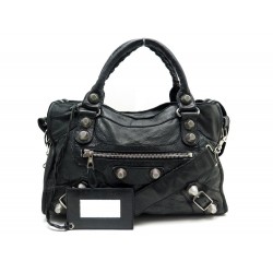 SAC A MAIN BALENCIAGA CITY GIANT ARGENTE 173084 CUIR NOIR LEATHER HAND BAG 1590€