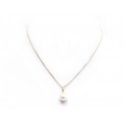 COLLIER PENDENTIF PERLE CULTURE ET CHAINE OR 18K 40 CM 3.4GR PEARL GOLD NECKLACE