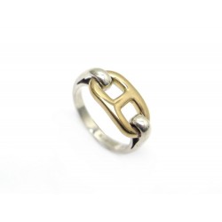 BAGUE HERMES CHAINE ANCRE T50 EN OR JAUNE 18K & ARGENT 4.8 GR GOLD & SILVER RING